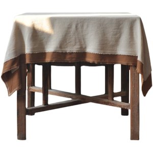 Tovaglia Vintage Bicolore in Cotone e <span class=keywords><strong>Lino</strong></span> con Bordi Grezzi e Patchwork, Decorazione <span class=keywords><strong>per</strong></span> la Casa, Personalizzabile - Product Image 5