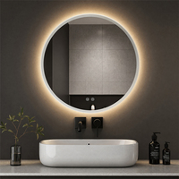 Espejo de Baño Inteligente LED Retroiluminado, Táctil, Antivaho, Marco Negro, Clasificación IP65, Garantía de 3 Años, para Villas, Gimnasios y Apartamentos