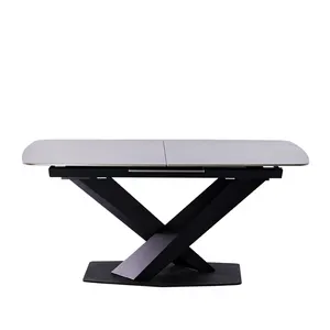 Modern Adjust Expanding Dining Tables 1.4m 16m 1.8m Extendable Ceramic Dining Table With Carbon Steel Base