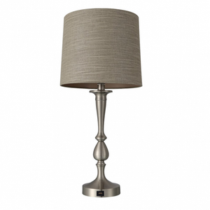 Lampe de table en nickel 60,5x28x28 cm avec douille E27 et port USB, idéale pour éclairer et charger les appareils dans les espaces de... - Product Image 1