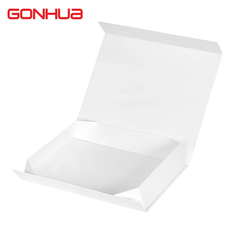 علبة هدايا من الورق المغناطيسي القابل للطي القابل لإعادة التدوير من الورق المقوى الأبيض الفاخر المخصص GONHUA بشعار