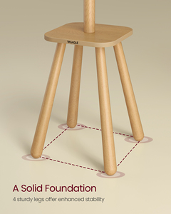 VASAGLE Tree Shape <strong>Wood</strong> Coat Stand 67" Tall Clothes Rack with 8 Hooks &amp; <strong>Shelf</strong> for Wardrobe Bedroom Bathroom - Product Image 4