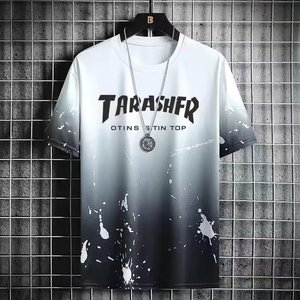 T-<span class=keywords><strong>shirt</strong></span> <span class=keywords><strong>vintage</strong></span> à manches courtes Shanshao Apparel pour homme, nouvelle collection été, motif dégradé tendance, style coréen - Product Image 1
