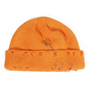 Thời trang unisex mùa đông đan đau khổ Beanie Hat cậu bé hộp sọ với vòng màu rắn ấm Mũ ngắn - Product Image 4