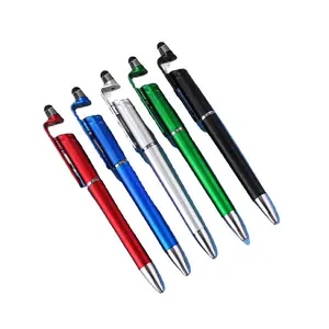 פרסום מתנת עט 3 ב 1 פלסטיק עט טלפון Stand מחזיק עם מגע Stylus עם לוגו מותאם אישית