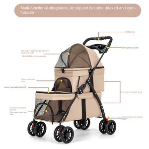 कुत्तों के लिए डबल लेयर चार पहिया पर्यावरण अनुकूल फोल्डेबल पालतू गाड़ी 15 किलो क्षमता ऑक्फोर्ड कपड़े एब्स सार्वभौमिक फिट प्रकाश आउटडोर - Product Image 2