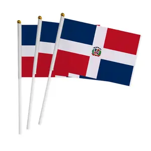 Huiyi bendera negara melambai tangan luar ruangan bendera tangan dominicilic kustom bendera Dominicamini