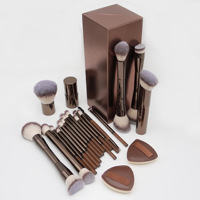 Colección de 20 Brochas de Maquillaje con Mango de Aluminio, Herramienta Plana para Contorno, Corrector, Colorete y Difuminado, Venta al por Mayor, Personalizable