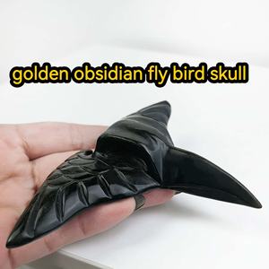 Vente en gros de sculptures de crânes d'oiseaux en pierres de quartz et obsidienne, faites à la main, en cristal naturel et matériaux mixtes, pour cadeaux - Product Image 4