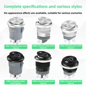 Interrupteur à bascule circulaire en métal de 20 mm en forme de bateau avec deux et trois positions, interrupteur à bascule à courant élevé, bouton d'alimentation 20A - Product Image 4