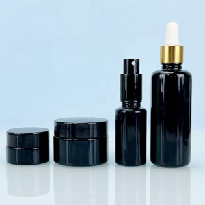 Empty Skincare Packaging Silk-screen logo Black UV protection Violet Glass Essential Oil <b>Bottle</b> with Bamboo <b>Dropper</b> Cap - Product Image 6