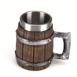 Customizable Stainless Steel Resin Medieval Wooden Cup Retro Viking Drinking Antique <b>Mug</b> for Stoneware Wine - Product Image 2