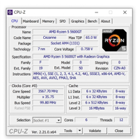 Paquete de 5 Tarjetas Gráficas 5600GT AM4 de 6 Núcleos y 12 Subprocesos, Caché L3, Frecuencia Base de 3.6GHz, Frecuencia Boost de 4.6GHz, Radeon Integrado