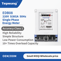Tepsung EDB08 Meter Energi Analog Satu Fasa Khusus Kilo Wattjam 220V Kelas 1.0 Akurasi 5-60A Arus Maksimum Rentang 0-9999.9kWh