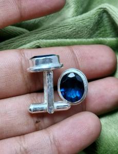 Boutons de manchette en topaze bleue de qualité supérieure, taille ovale, faits à la main, en argent sterling 925, bijoux de luxe unisexe, fabrication de pierres précieuses - Product Image 4