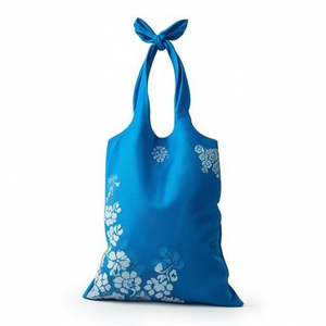 Shopping Bag 38x58 Cm Foldable Blue Floral Design For Grocery Use - Product Image 1