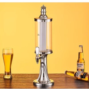 Torre Dispenser Luminosa da 1.5L per Birra e Succhi con Camera Ghiaccio, Logo Personalizzabile per Bar e Ristoranti, Torre Cilindrica Dorata Luminosa per Birra e Ghiaccio - Product Image 1