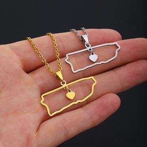 Collar <span class=keywords><strong>de</strong></span> acero inoxidable chapado en <span class=keywords><strong>oro</strong></span> <span class=keywords><strong>de</strong></span> 18K, sin deslustre, con forma <span class=keywords><strong>de</strong></span> mapa <span class=keywords><strong>de</strong></span> <span class=keywords><strong>Puerto</strong></span> <span class=keywords><strong>Rico</strong></span>, joyería - Product Image 2