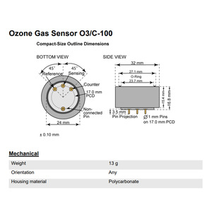 Sensor de Gas Ozono Membrapor O3/C-100, 0-100 ppm, Electroquímico, para Control de Seguridad y Procesos - Product Image 2