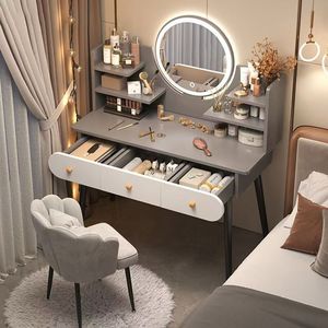 Coiffeuse K moderne et minimaliste pour chambre à coucher, table de maquillage pour petit appartement, nouveau style 2026, pour logement locatif - Product Image 4