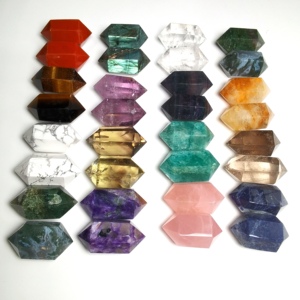 סיטונאי טבעי גביש קוורץ שונים חומר כפול הסתיים קריסטל נקודות עבור ריפוי - Product Image 2