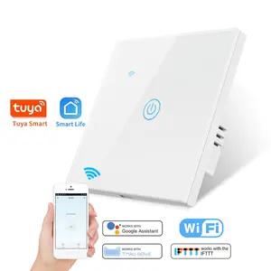 Alexa Tuya 1 GANG WiFi สวิตช์อัจฉริยะแผงกระจกติดผนังแบบสัมผัส86Type eup/uk มาตรฐานบ้านโรงแรม