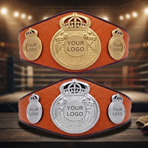 Cinturón de Campeonato de Boxeo de Cuero Personalizado con Logotipo, Equipo de Entrenamiento de Artes Marciales Unisex, Naranja, Dorado, Plateado - Product Image 1