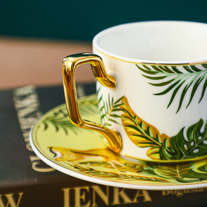 European Style Jungle Series Ceramic Coffee Cup and Saucer Set for Afternoon Tea & Gifts - Product Image 3