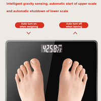 CHANGXIE Balance de graisse corporelle intelligente en verre à quatre points de 180kg avec corps noir et pesage électronique