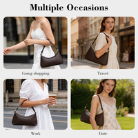 Sac à bandoulière chic et polyvalent en PU avec fermeture éclair et anneau doré, portable, toutes saisons, pour le shopping