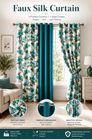 Ensemble de rideaux de fenêtre en fausse soie de luxe, 3 pièces, rideaux imprimés pour salon, chambre à coucher, vente en gros