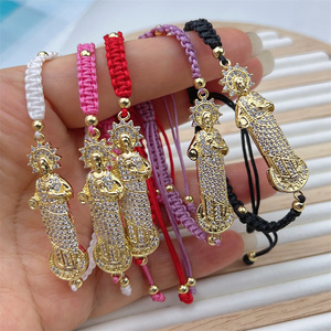 Bracelets de corde San <span class=keywords><strong>Judas</strong></span> en zircon cubique plaqué or 18 carats faits à la main Bracelet tressé St Jude bonne chance en gros - Product Image 3