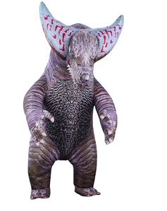 Disfraz de Mascota Inflable de Dinosaurio Animal Beige de 2.6/3M con CE, Traje de Monstruo Peludo de Dos Cuernos de Cuerpo Completo para Fiestas, Películas y Juegos - Product Image 1