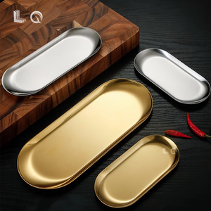 KHÁCH SẠN vàng hình bầu dục khăn lưu trữ trái cây Mỹ phẩm trang sức khay kim loại phục vụ Cookie cán thép không gỉ trang trí khay - Product Image 3