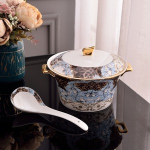 Juego de cena de cerámica negro y dorado de 58 piezas de lujo europeo de Venta caliente Premium Bone China - Product Image 4