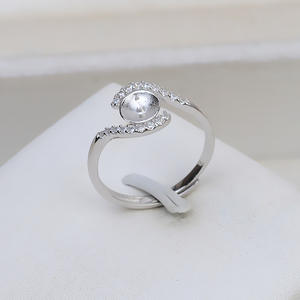 S925 Silver Open <b>Ring</b> for Female Adjustable Finger Size 7-8 <b>Pearl</b> DIY Accessories with Empty Stand Tarnish-Free for Living Style - Product Image 4
