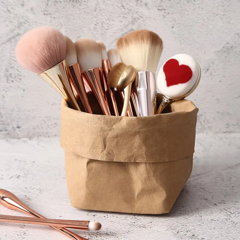 Kosmetische Veranstalter Make-Up Pinsel Tasse Halter Reise Tragbare reusable Papier Taschen waschbar Kraft papier tasche