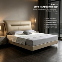 Cadre de lit rembourré moderne avec tête de lit en cuir, lit plateforme Queen/King Size pour mobilier de chambre