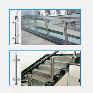 Paslanmaz çelik küpeşte kare tüp veya temperli cam ile yuvarlak çit direği korkuluk ile cam korkuluk sonrası - Product Image 2