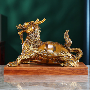 Adorno de Tortuga Dragón de Latón Copper World para el Hogar u Oficina, Regalo Artesanal Decorativo de Bronce - Product Image 2