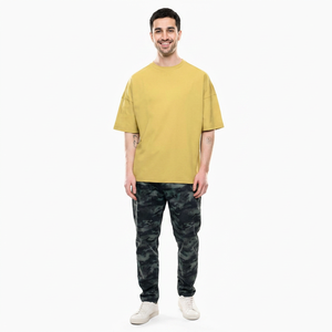 T-shirt décontracté populaire pour homme, col rond, couleur unie, non tissé, respirant, vente en gros, été, délavé, manches courtes, tendance - Product Image 1