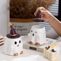 Tasses en céramique de porcelaine à l'effigie de personnages de dessins animés japonais pour Halloween, fantômes mignons, spirituel de Pâques, 480 ml, tasse à café durable pour les fêtes