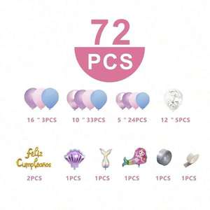 Arche de ballons décoratifs Ls, 72 pièces, décoration de fête d'anniversaire pour enfants, Sl-107 - Product Image 5
