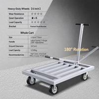 Carretilla Plegable Extra Grande de 1250 kg, Plataforma Plana de 110x70 cm, Tubo Cuadrado Plateado, Carro de Mano con Ruedas Resistentes de 6 Pulgadas para Compras