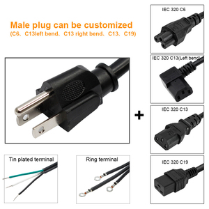 สายไฟมาตรฐานสหรัฐอเมริกา5-15P 15A 125V อเมริกัน3ปลายมาตรฐานอเมริกันกับสายไฟปลั๊กตัวเมีย - Product Image 5