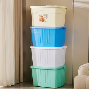 Plastic Storage <b>Box</b> Clothes Organizer Toy Storage 120L <b>Large</b> Capacity With Lid Rectangle Standing Type - Product Image 3