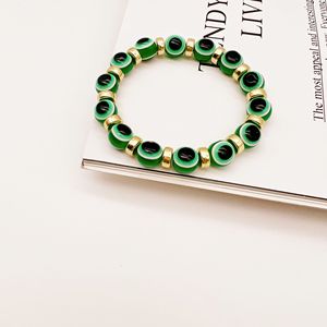 Turkish Blue Eyes Elastic <b>Beaded</b> <b>Bracelet</b> Gold Electroplated Unisex Jewelry Gift Yiwu Origin - Product Image 3