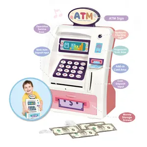 Elektronik çocuklar ATM oyuncak makinesi para öğrenme seti müzikli ışık fonksiyonu