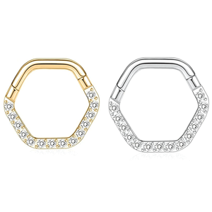 <span class=keywords><strong>Orecchini</strong></span> Esagonali in <span class=keywords><strong>Acciaio</strong></span> <span class=keywords><strong>Chirurgico</strong></span> 316L con Zircone, <span class=keywords><strong>Anello</strong></span> per il Naso, Design alla Moda, Gioielli Trendy da Donna - Product Image 2