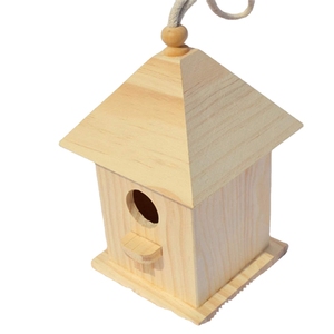 Offre Spéciale en bois nichoir un trou oiseaux maison écologique en bois suspendu maison pour animaux de compagnie petit oiseau <span class=keywords><strong>cage</strong></span> à oiseaux faisant la décoration - Product Image 1